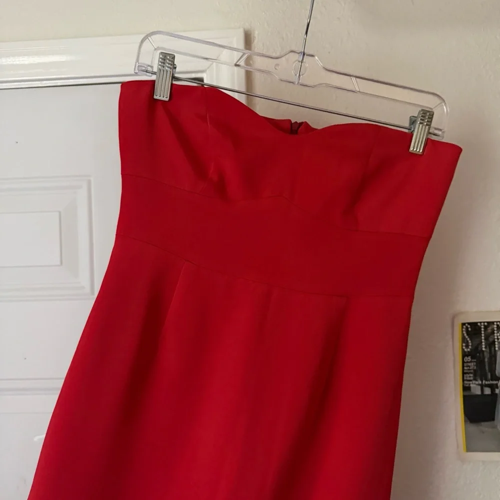 DANIELA CORTE red silk‎ formal event evening strapless maxi gown dress